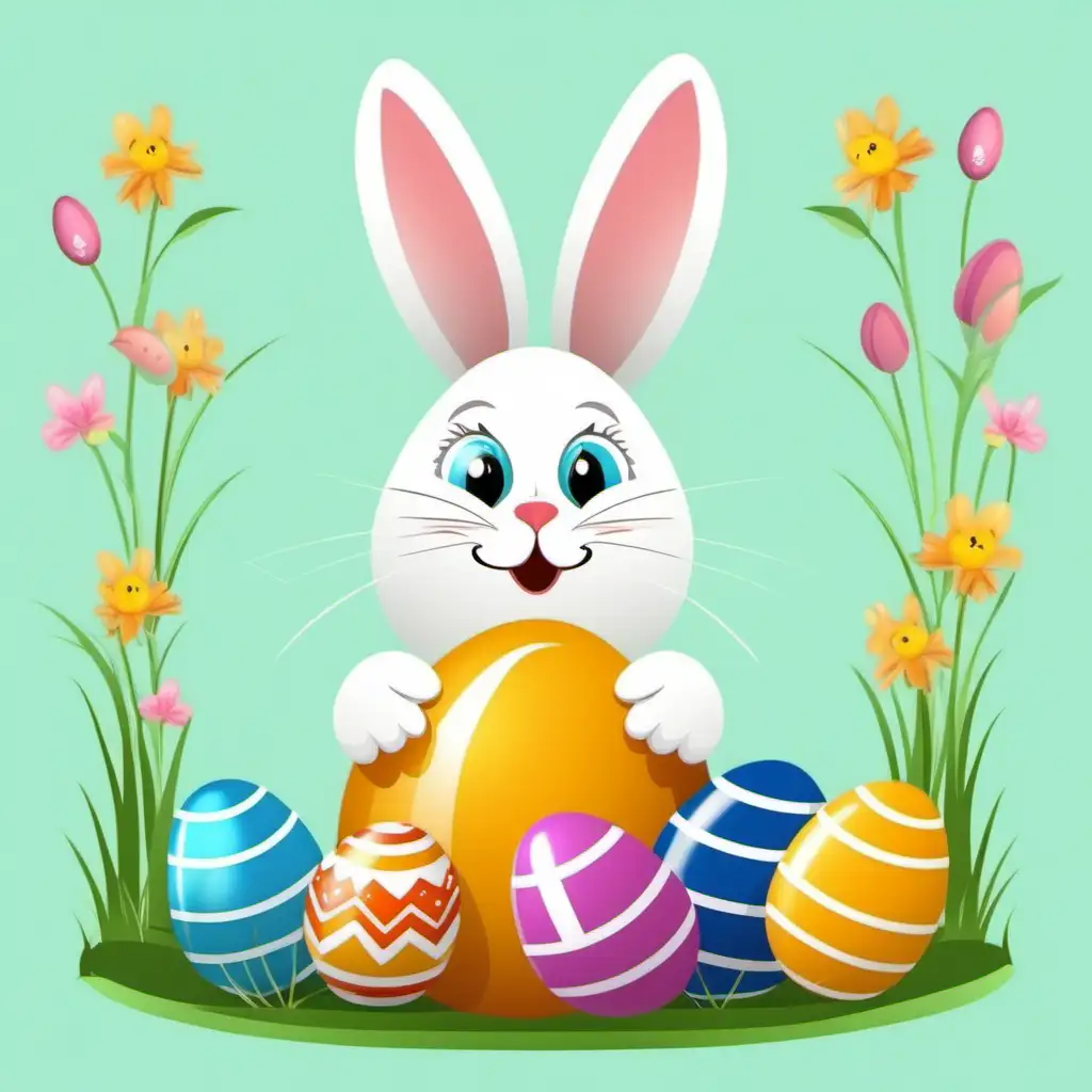 Joyful Easter Celebration with an Easter Rabbit