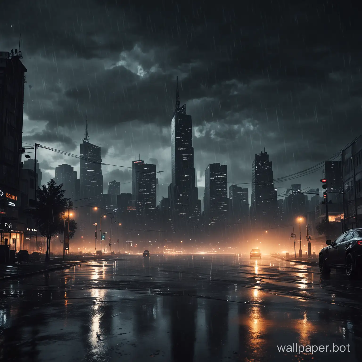 dark wallpaper minimalist, battlefield 4 theme, stormy, raindrops, city background