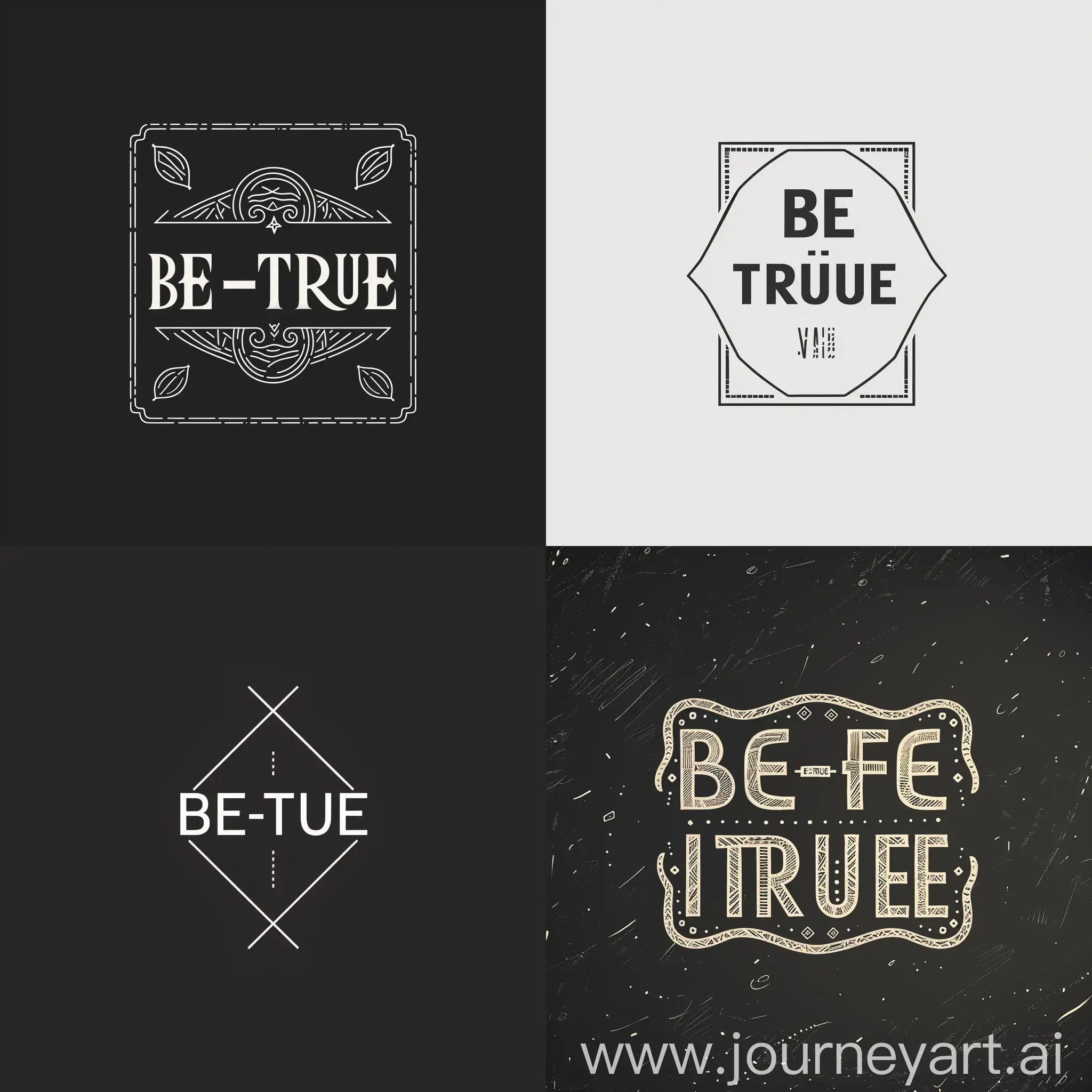 CREATE A LOGO NAMED "BE-TRUE" ONLY LETTERING, LINEAR