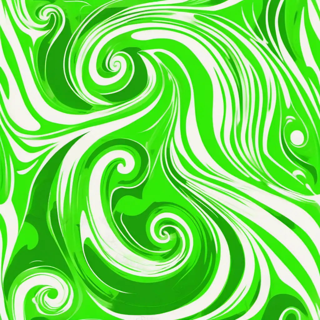 Elegant Neon Green and White Swirly Artistic Design