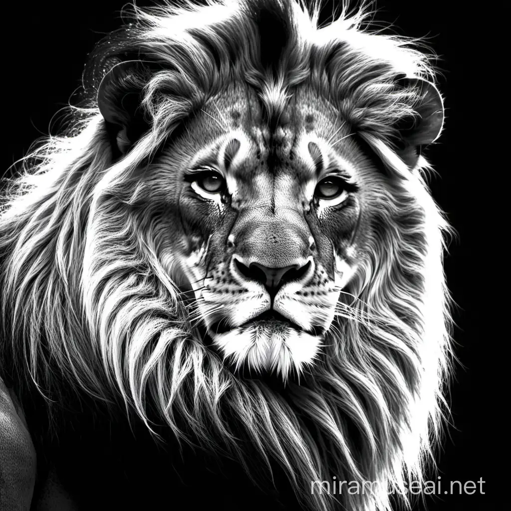  black and white lion art