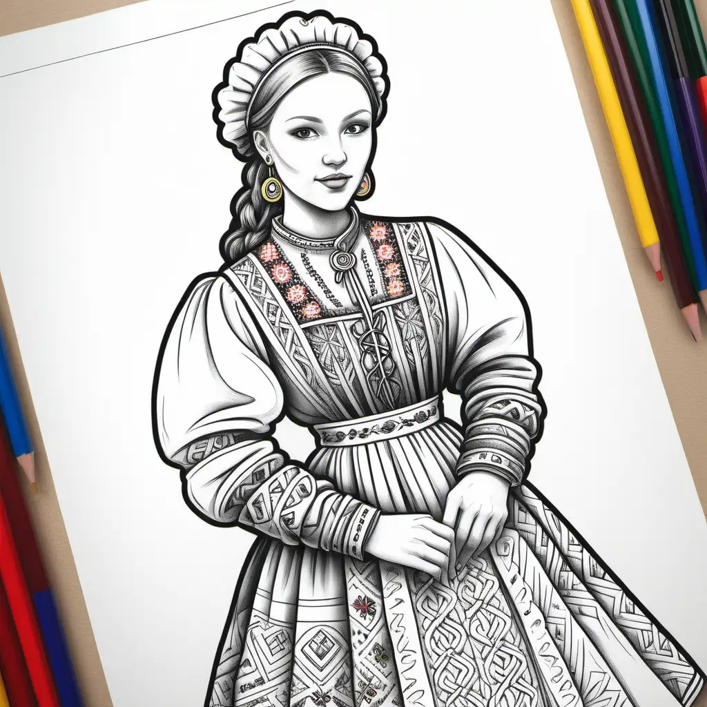 Раскраска украинская традиционная одежда