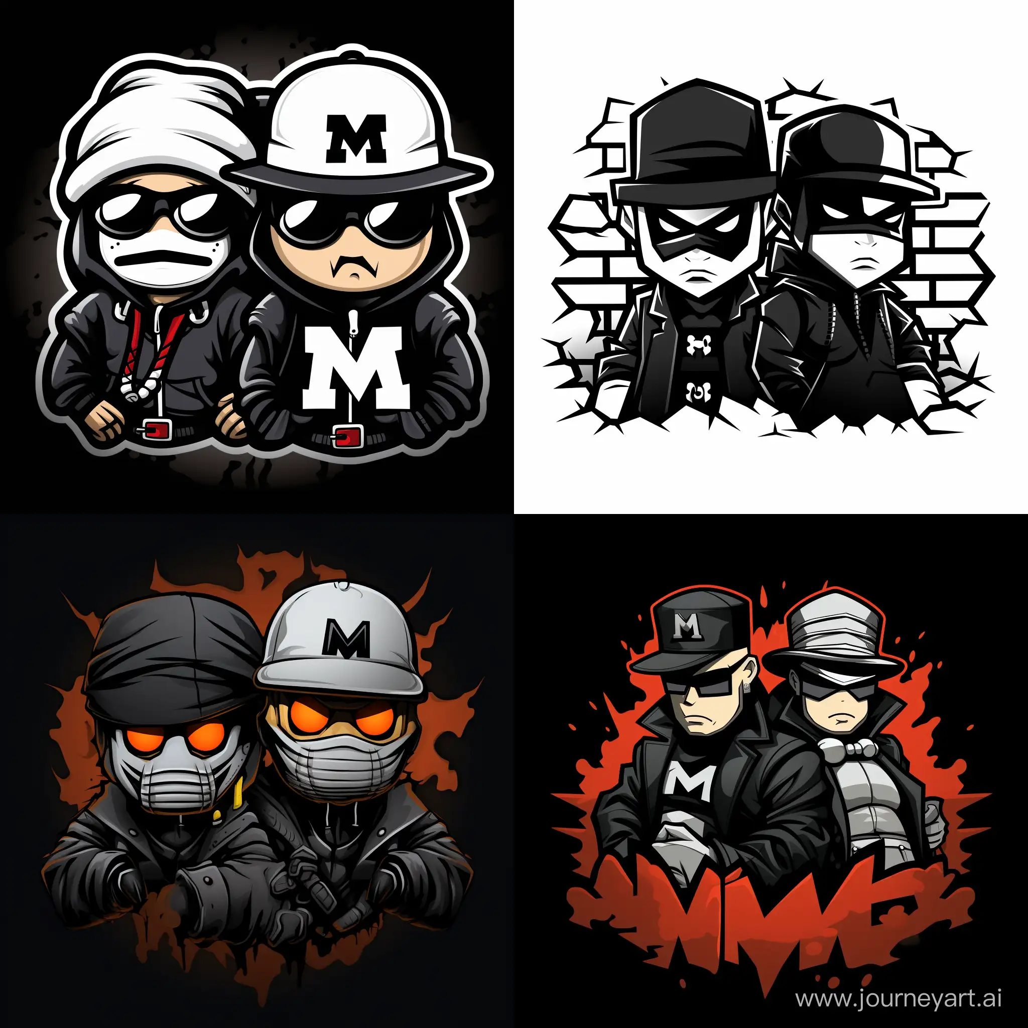 Dynamic-90s-Rappers-Comic-and-Graffiti-Style-Black-and-White-Telegram-Channel-Logo