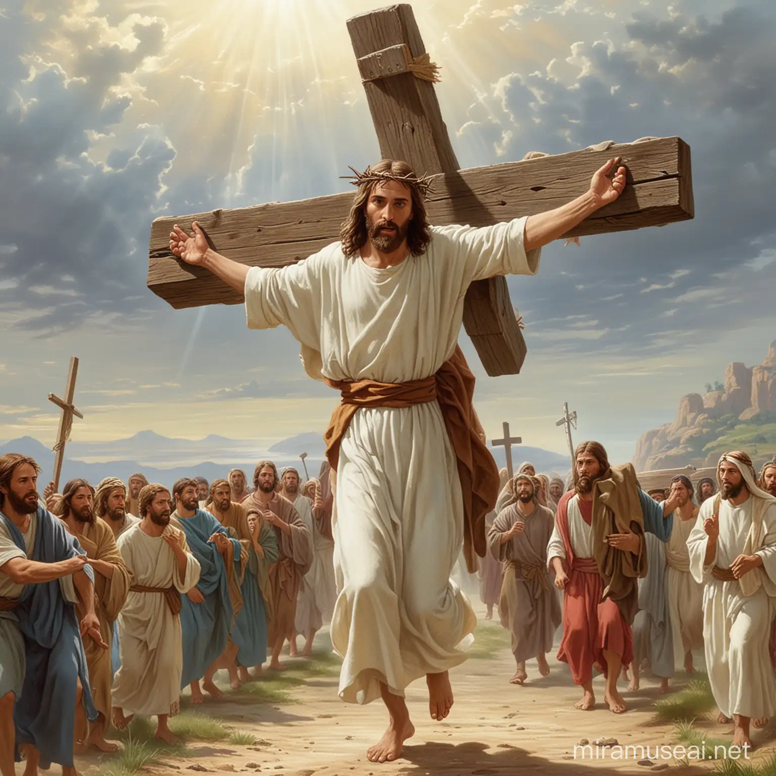 Jesus, carrying, the, cross