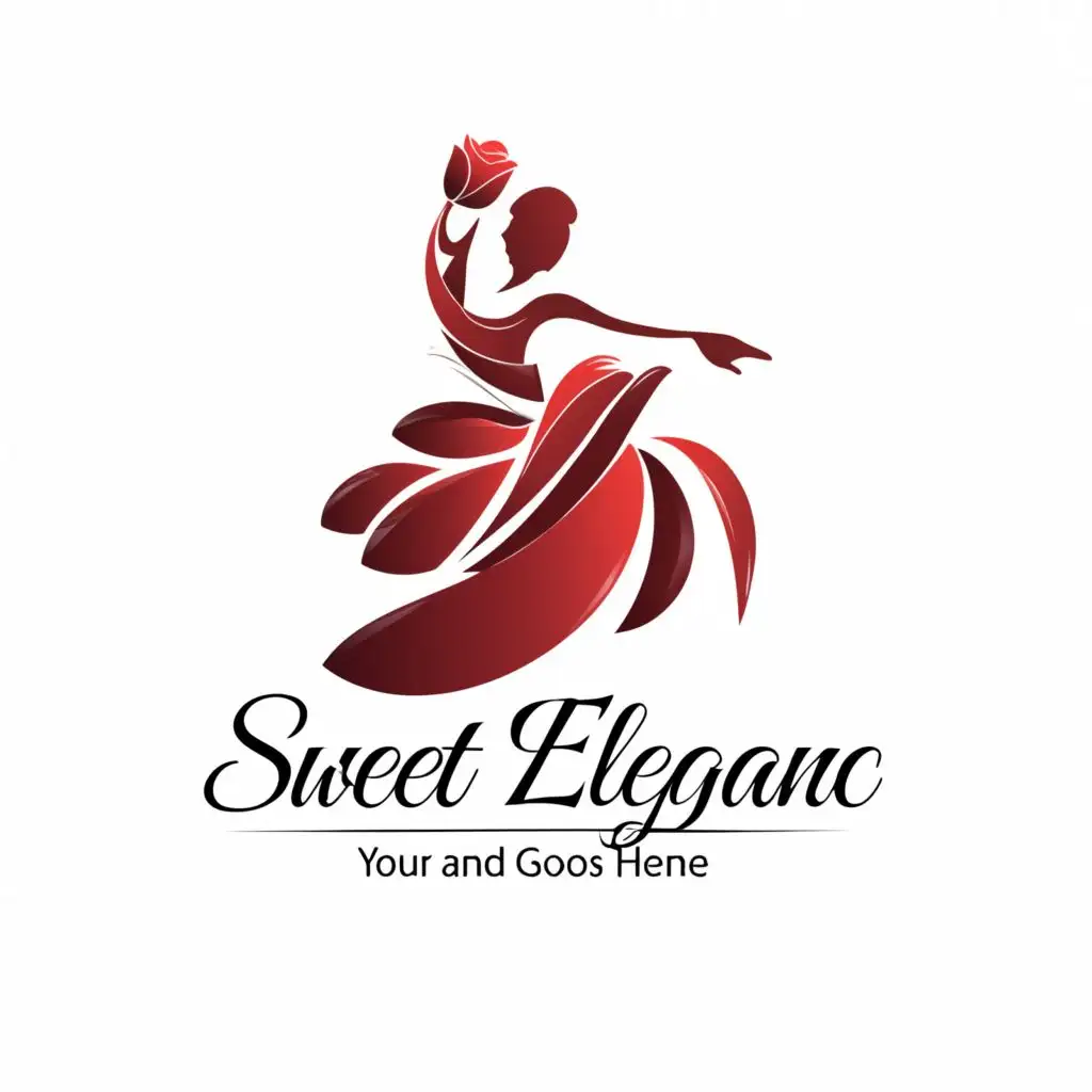 a logo design,with the text "sweet elegance", main symbol:rose dancing,Moderate,be used in Events industry,clear background