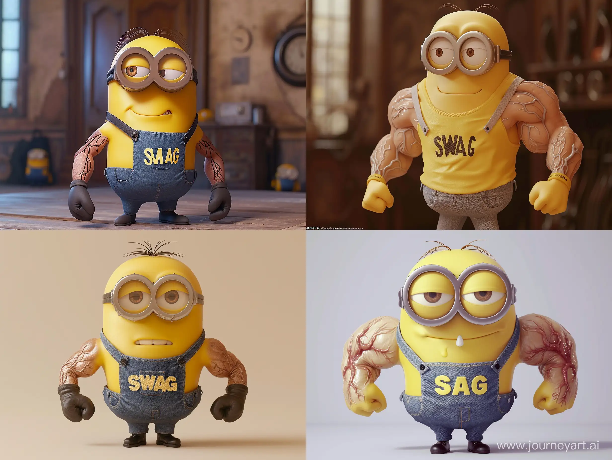 Swaggering-Minion-in-Despicable-Me-Tshirt-with-Muscular-Veins