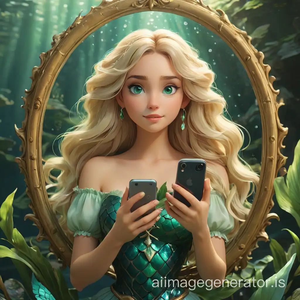 Ethereal-Folk-Singer-Brand-Logo-with-Mirrored-Mermaid-Selfie