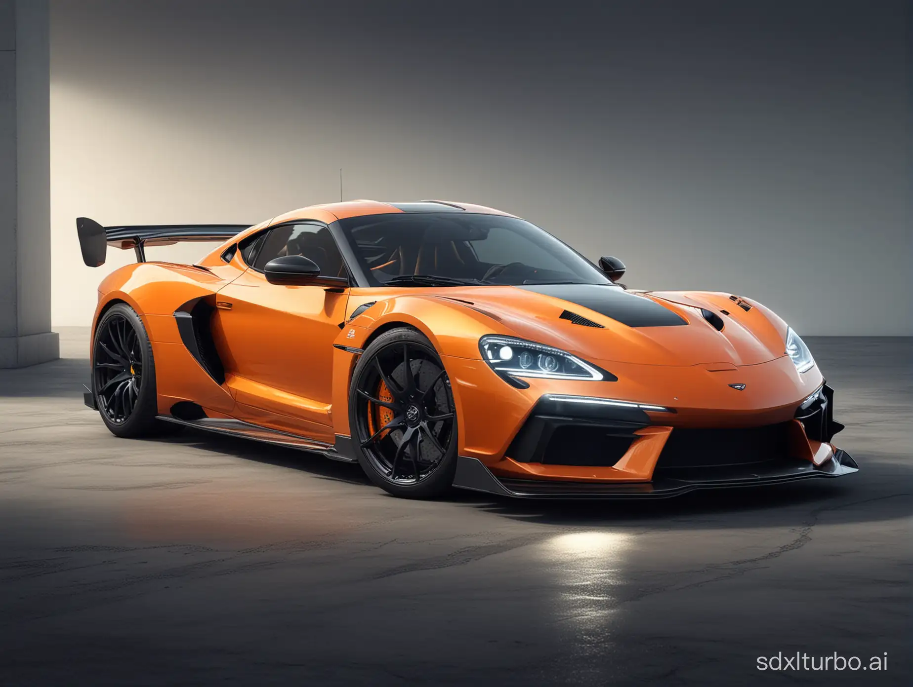 Sleek-Orange-Super-Sports-Car-with-CarbonCeramic-Brake-Discs