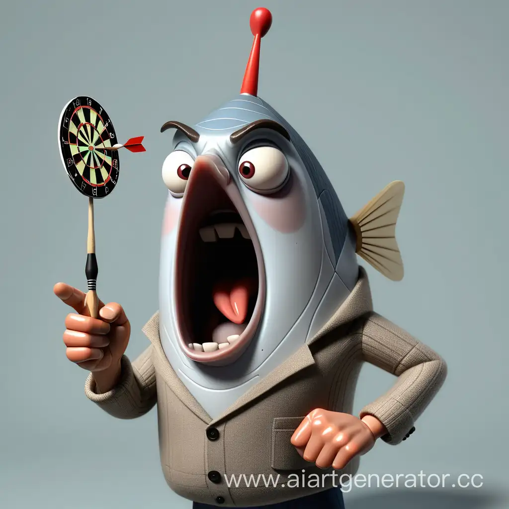 Herring-Playing-Darts-Colorful-Fish-Engaged-in-Dart-Game