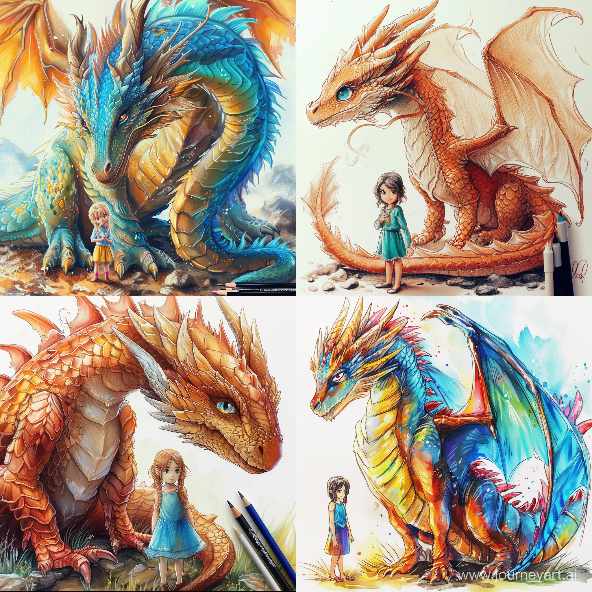 Vivid-Dragon-Art-with-Cute-Little-Girl
