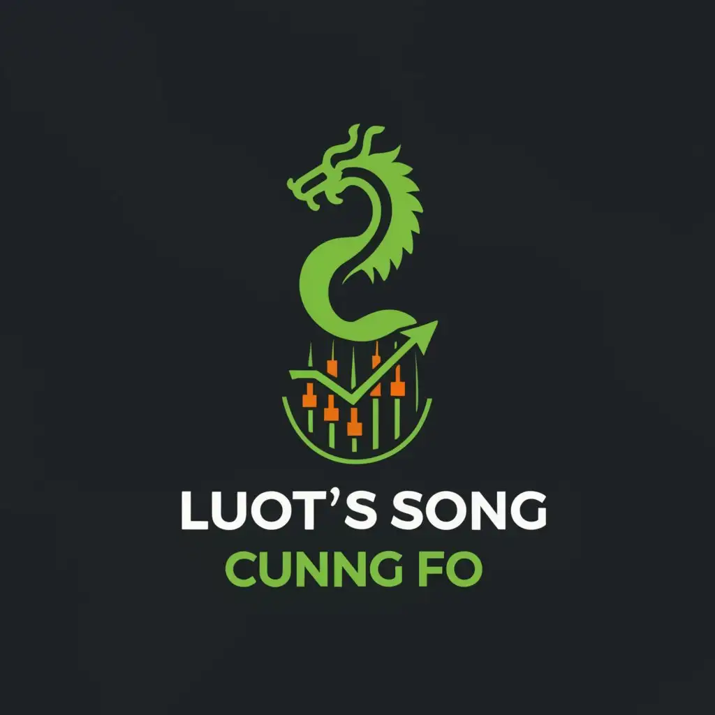 a logo design,with the text "Luot Song Cung FO", main symbol:Green Dragon, Uptrend Candle chart,Moderate,be used in Finance industry,clear background