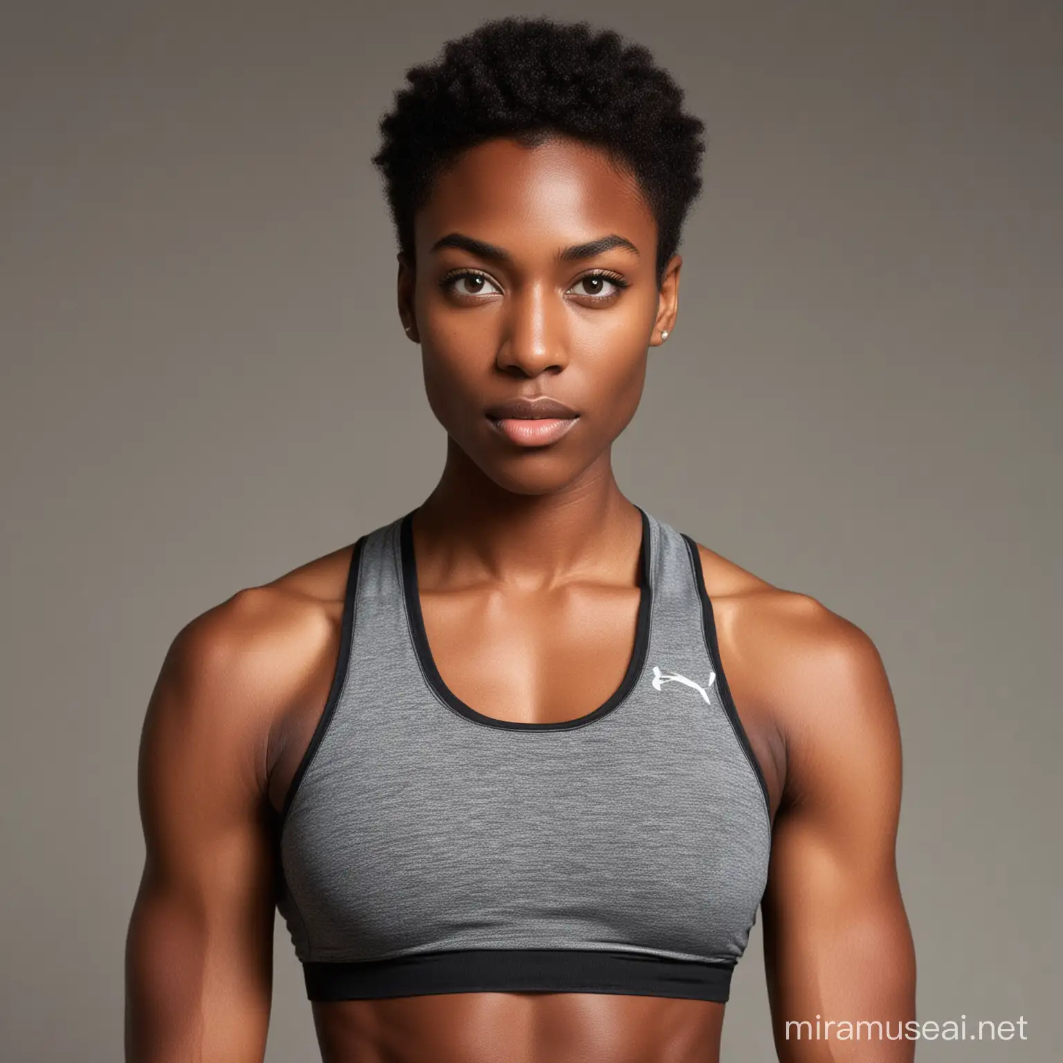 Athletic DarkSkinned Androgynous Individual with Beady Eyes
