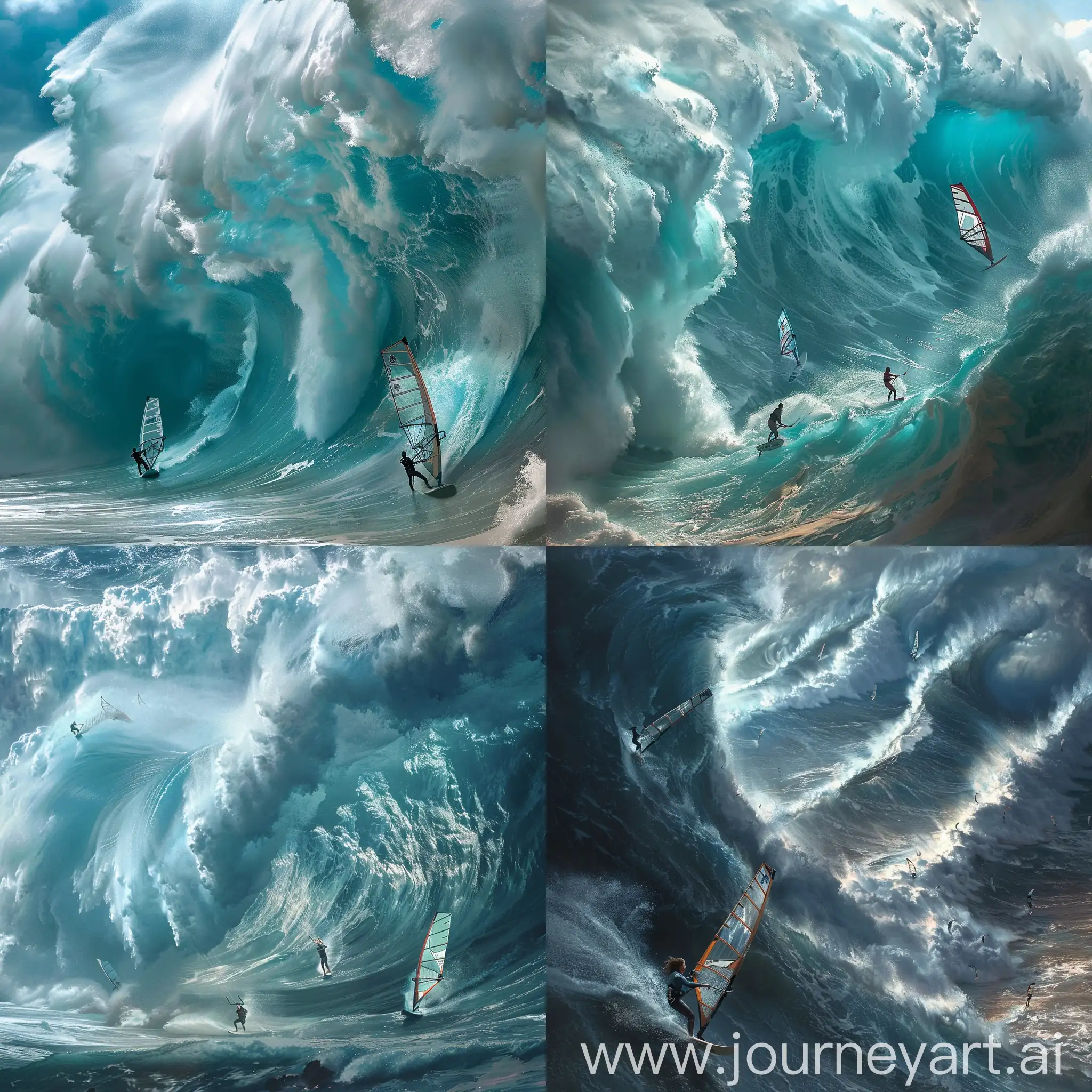 Windsurfers-Navigating-Majestic-Waves-Amidst-Sea-Titans