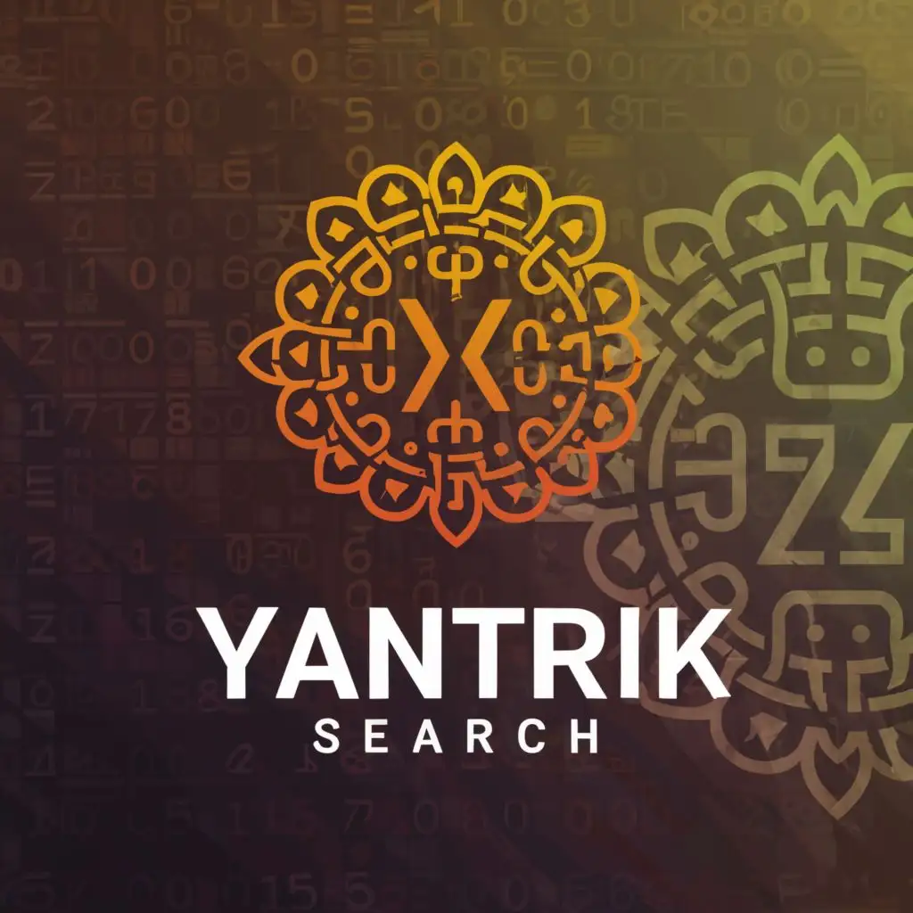 a logo design,with the text "Yantrik search", main symbol:brown mandala art with binary number theme,Moderate,be used in Technology industry,clear background