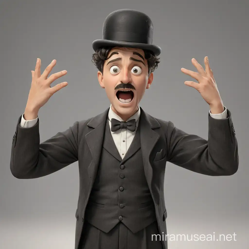 Charlie Chaplin Expresses Doubt in Realistic 3D Animation