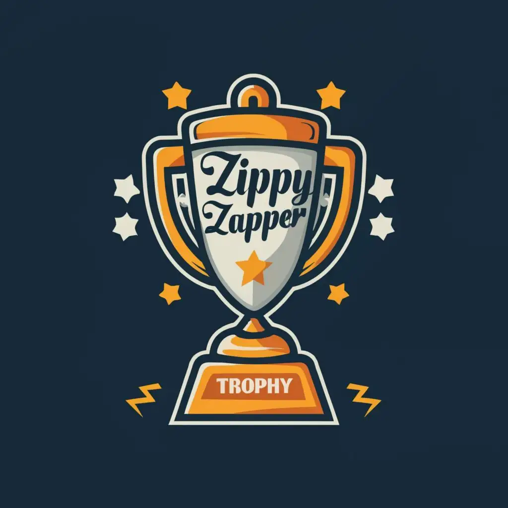 logo, kid athlete Trophy, with the text "Zippy Zapper Trophy", typography