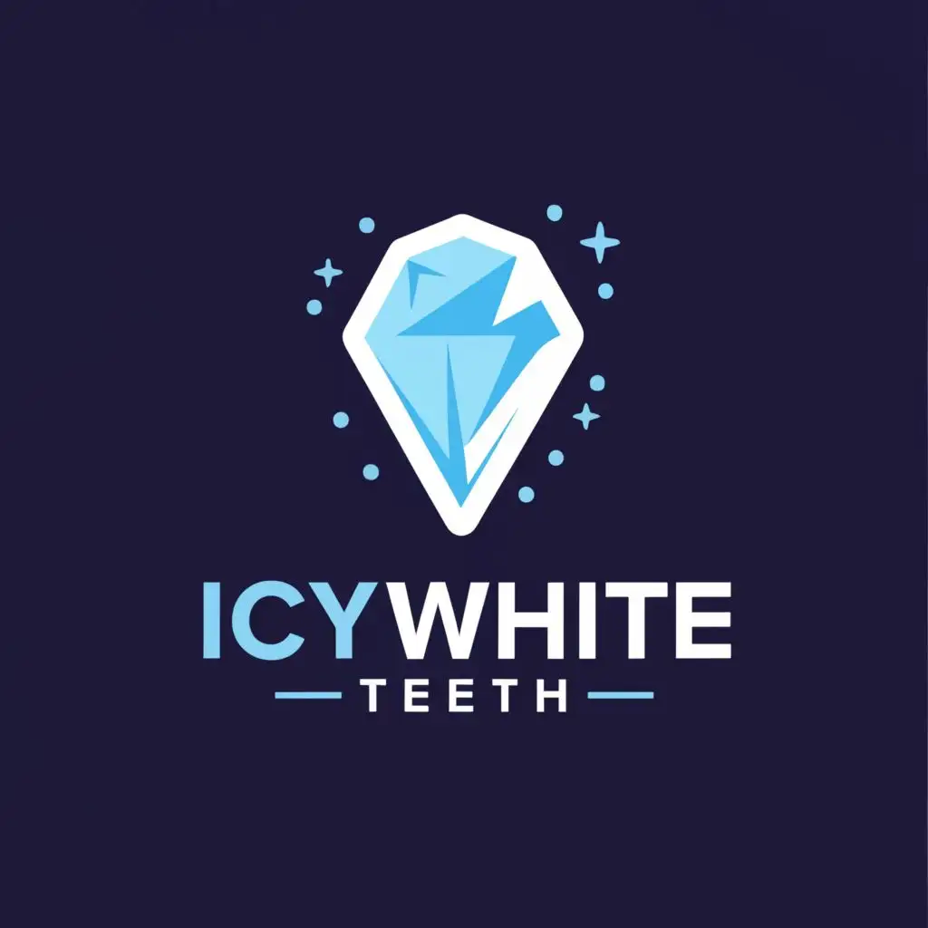 logo, I require a captivating modern logo for my teeth whitening business named "Icy White Teeth". The logo should incorporate the colors blue and white, symbolizing freshness and cleanliness. It is essential that an ice crystal element is included, as it forms a crucial part of our brand identity., with the text "TEETH", typography