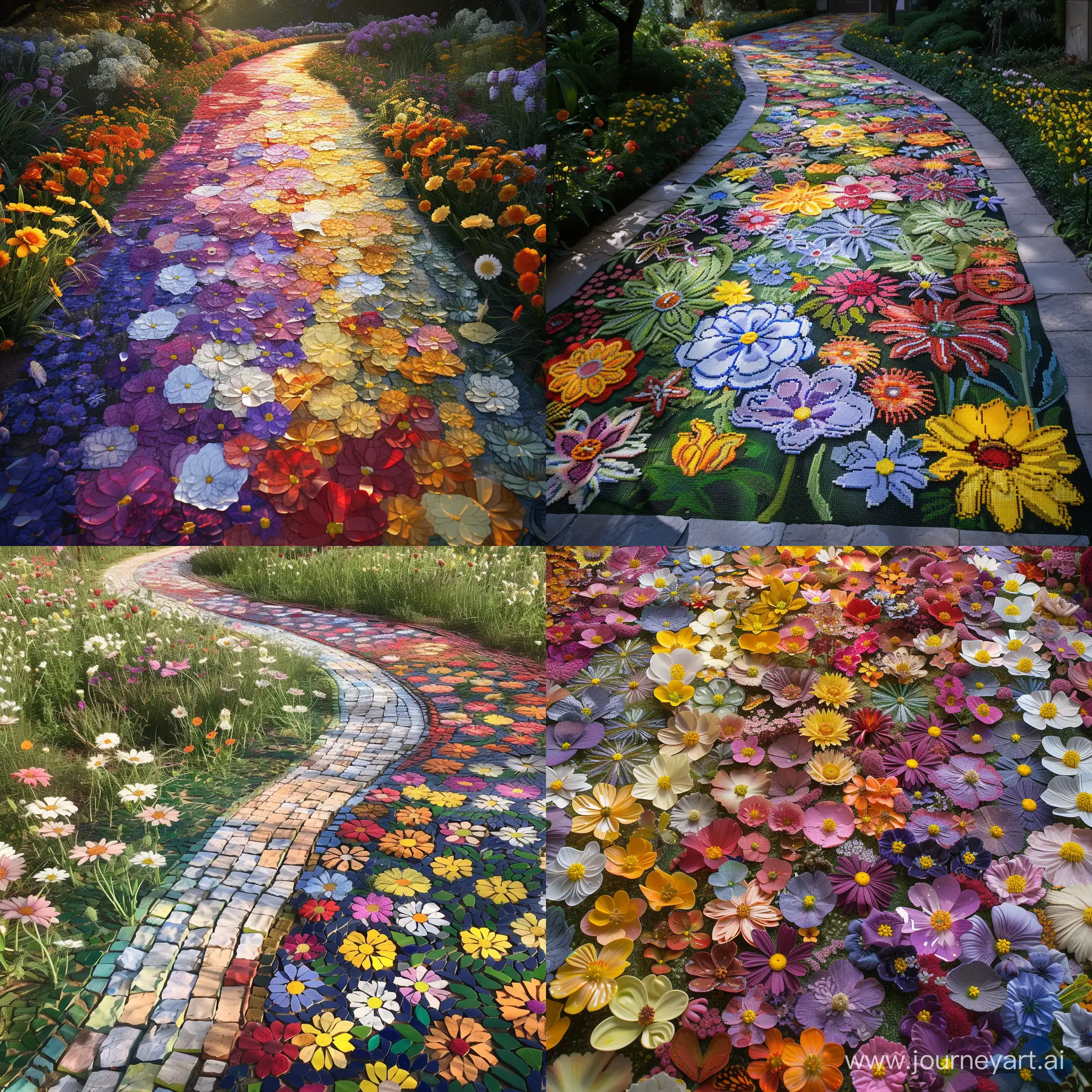 A flower carpet that is designed as a pixel