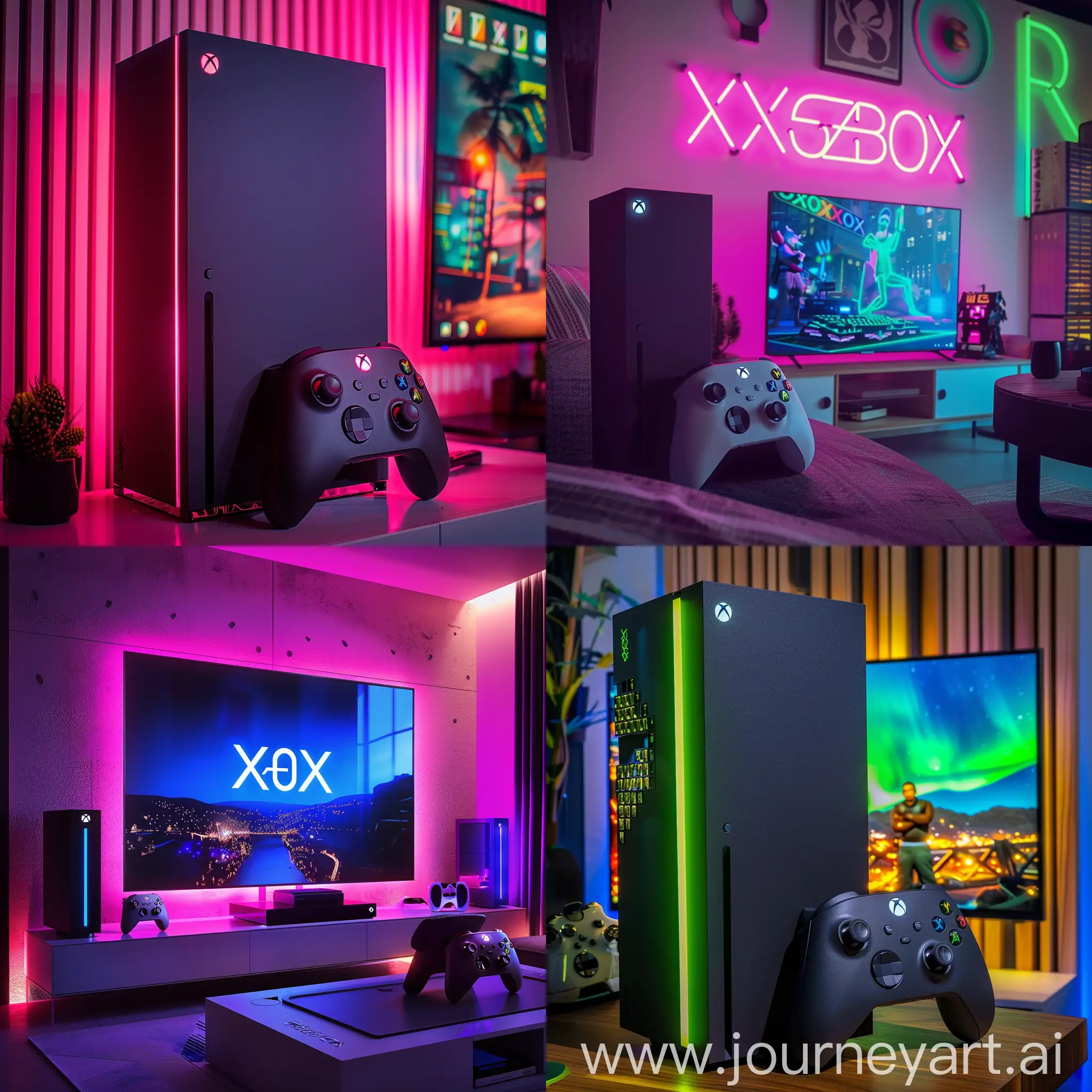 xbox series x is my dream,gaming tv room,tv,neon,4k,future,wide