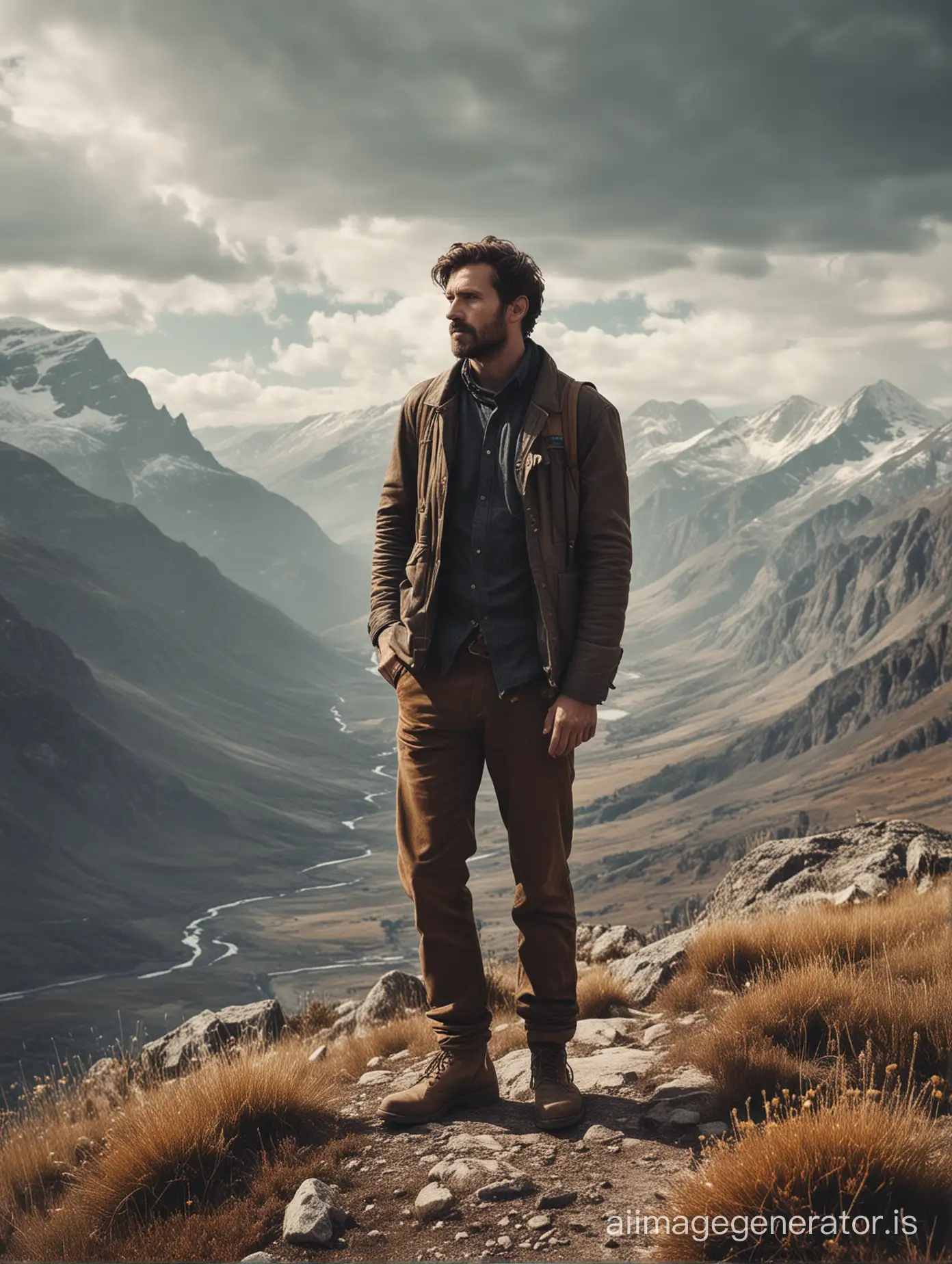 man in the mountains in the style of photographer Elizabeth Gedd
