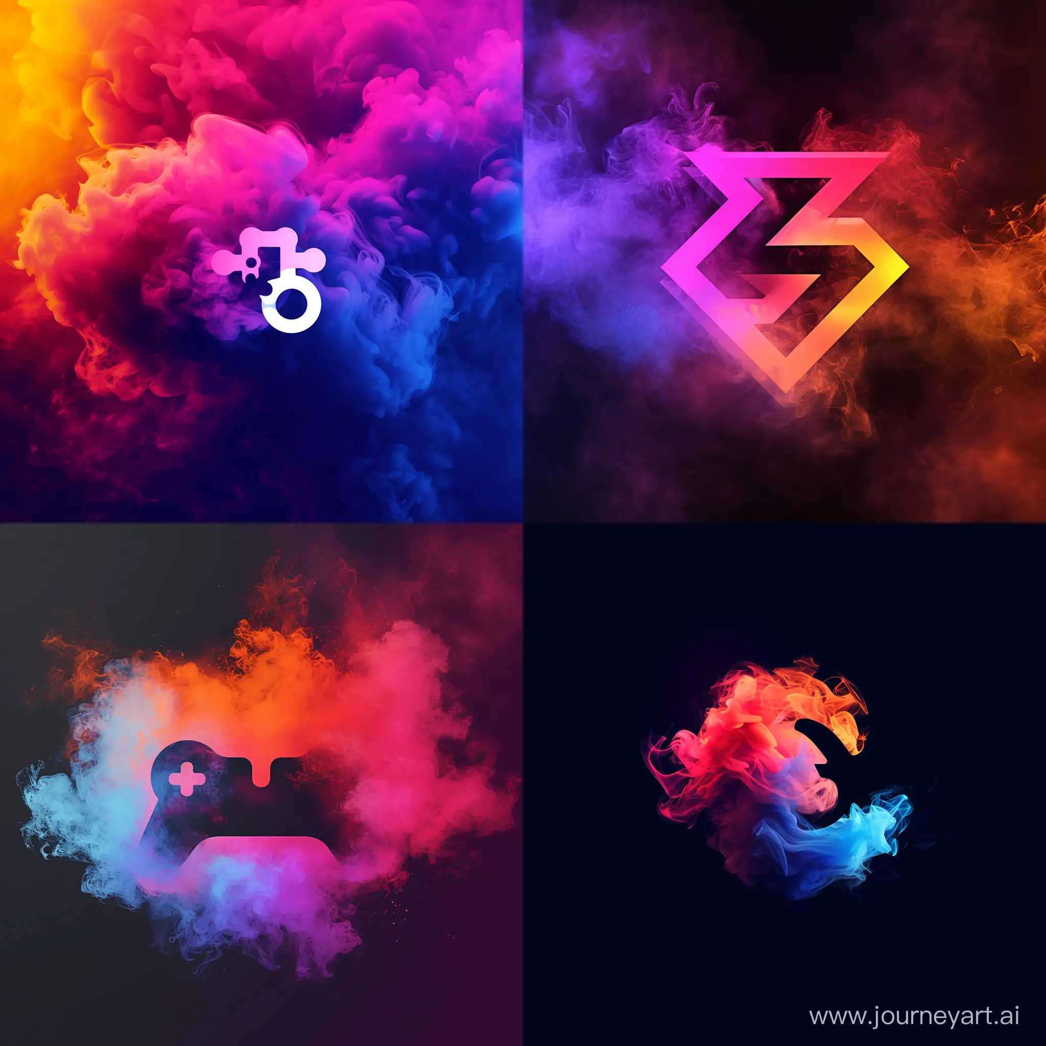 logo for gamer, bright colors, smoke, 4k --v 6 --ar 1:1 --no 16526