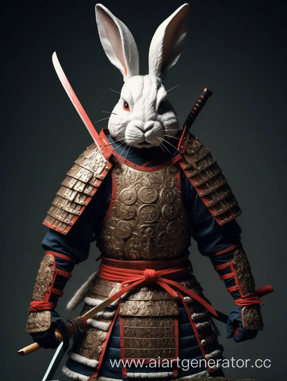 Кролик-воин в славяно-самурайских доспехах 