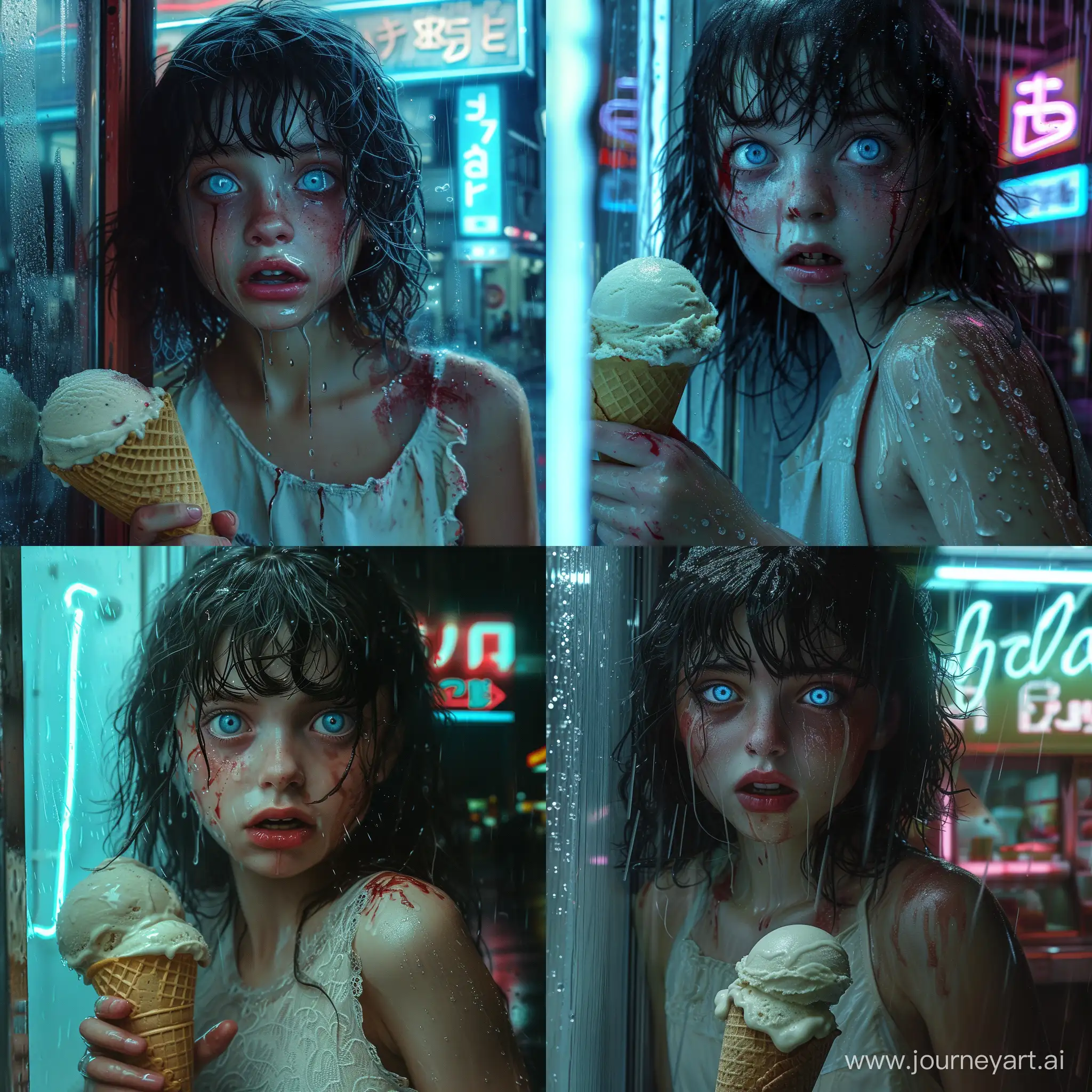 Distressed-Girl-with-Fallen-Ice-Cream-in-Mysterious-Night-Scene