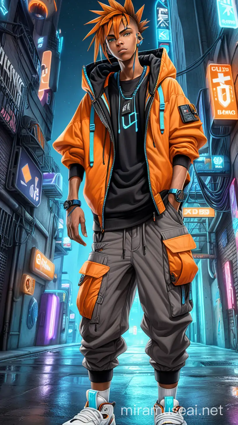Futuristic Cyberpunk Basketball Player Spinning Glowing Ball in Dark Alley