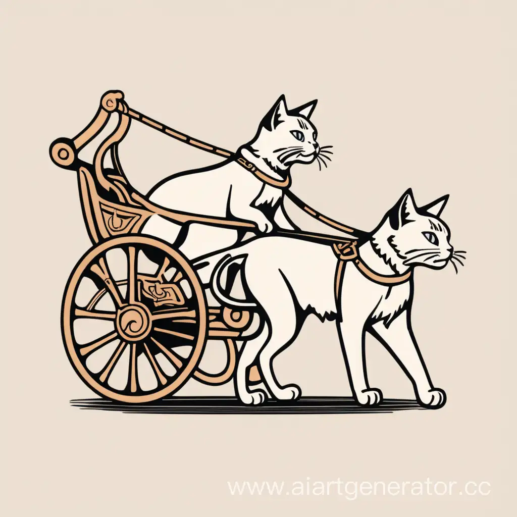 Простой двухцветный Логотип колесница фрейи запряженная кошками