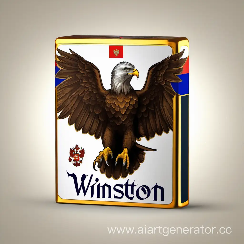 Современная пачка сигарет "Winston" на когерб россии,маленький логотип орла и надпись " russian limited edition",сделай пачку более современной