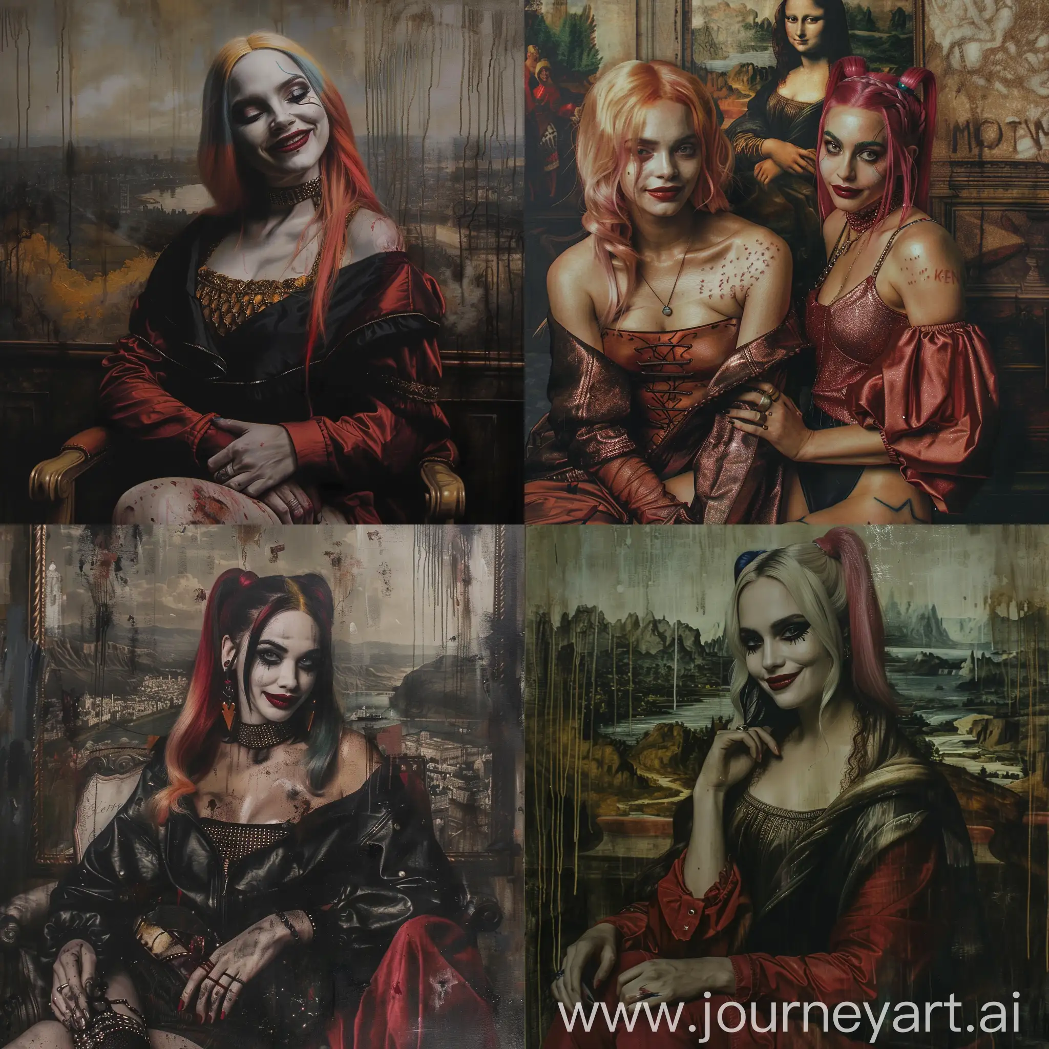 Harley-Quinn-as-Mona-Lisa-90s-Aesthetic-Oil-Painting-for-Vogue-and-Kinfolk-Magazine