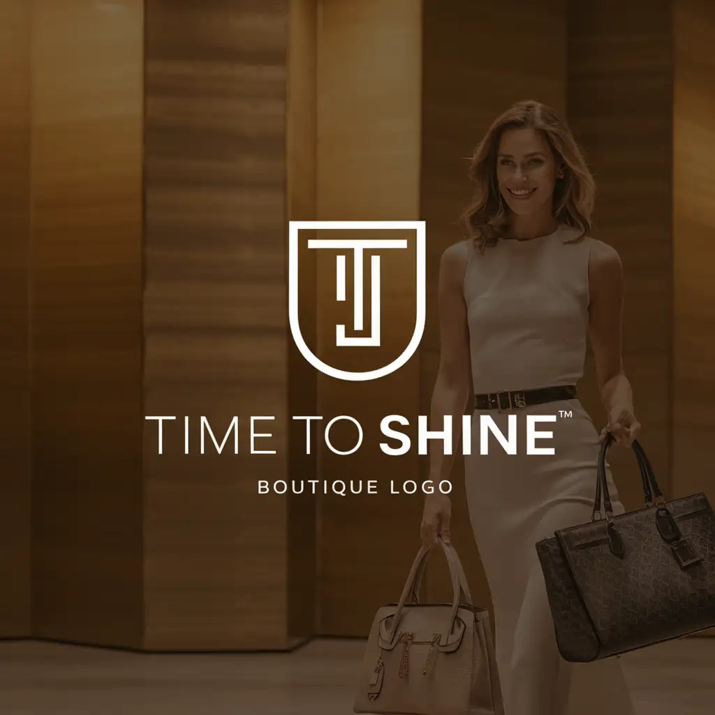 boutique logo for Time to Shine
and a lady carrying the bags in her hands
 
