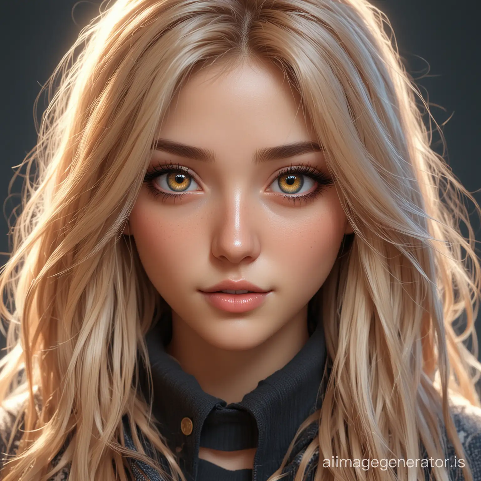 concept art, digital painting, looking into camera hyperrealistic, full body, detailed clothing, highly detailed, cinematic lighting, stunningly beautiful, intricate, sharp focus, bright eyes, clear eyes, warm smile, smooth soft skin, big dreamy eyes, beautiful intricate colored hair, symmetrical, anime wide eyes, soft lighting, detailed face
