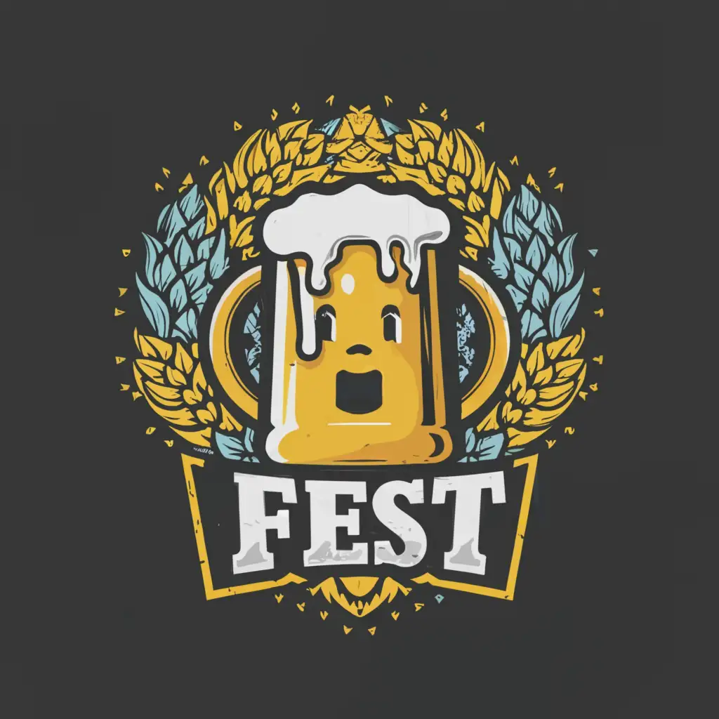 a logo design,with the text 'Fest', main symbol:Beer,complex,clear background
