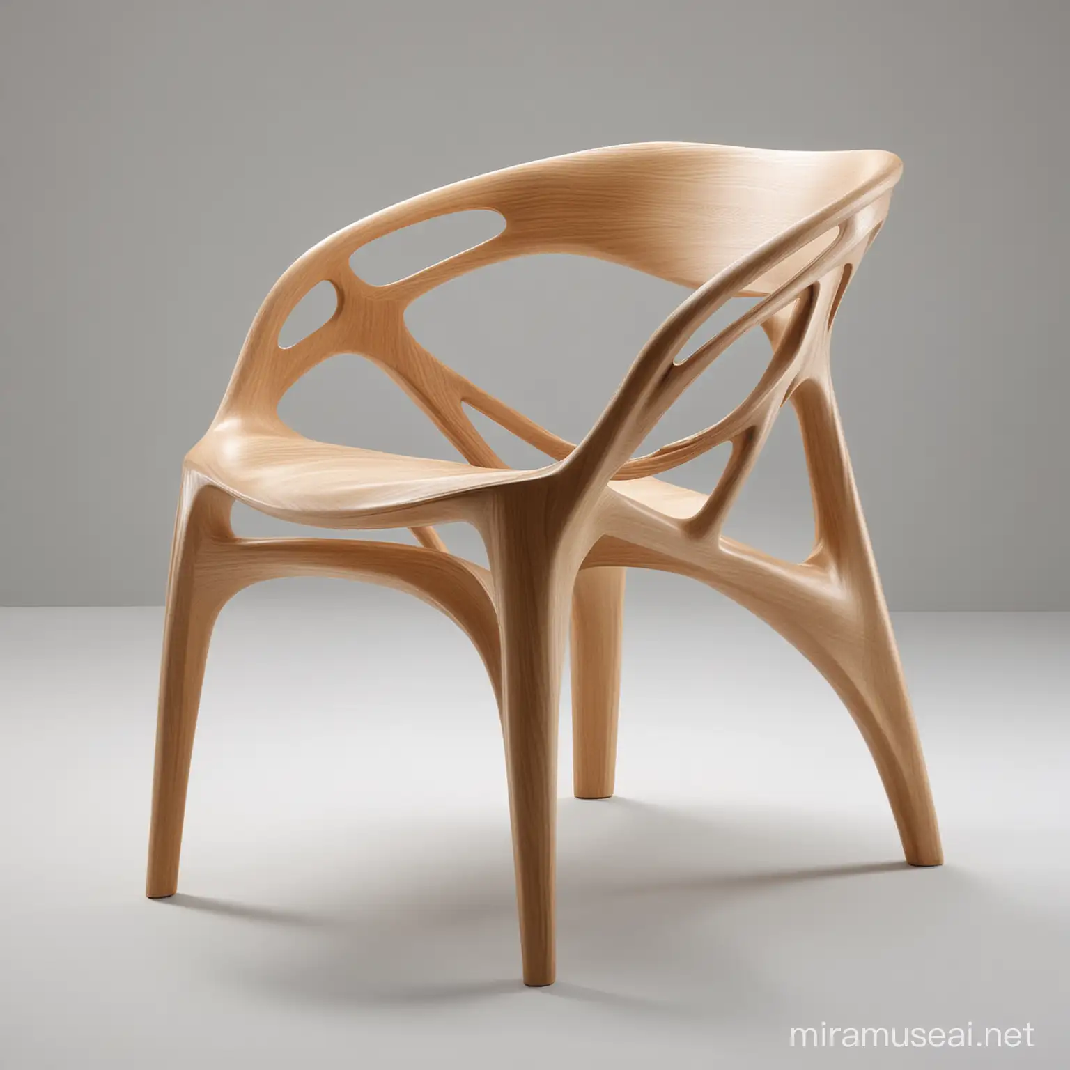 Zaha Hadid Inspired Futuristic Wooden Armchair for Product Design