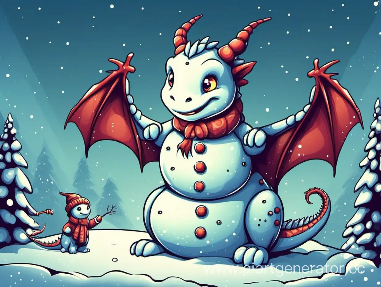 Adorable-Dragon-Crafting-a-Snowman-in-Winter-Wonderland