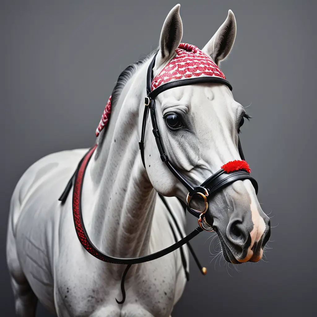 Graceful Arabian Racehorse Galloping on Moody Gray Background