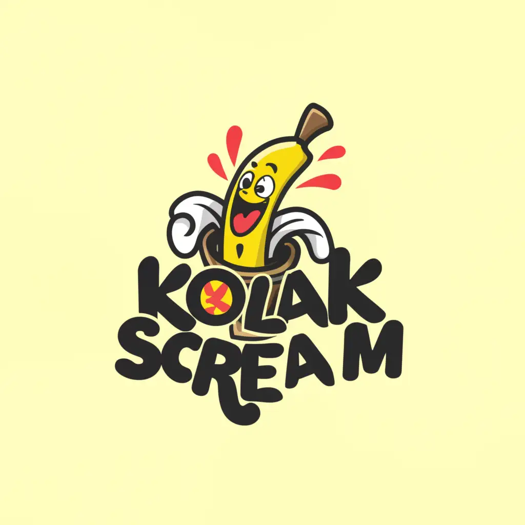 a logo design,with the text 'Kolak Scream', main symbol:banana and ice cream vanila,Moderate,be used in Restaurant industry,clear background