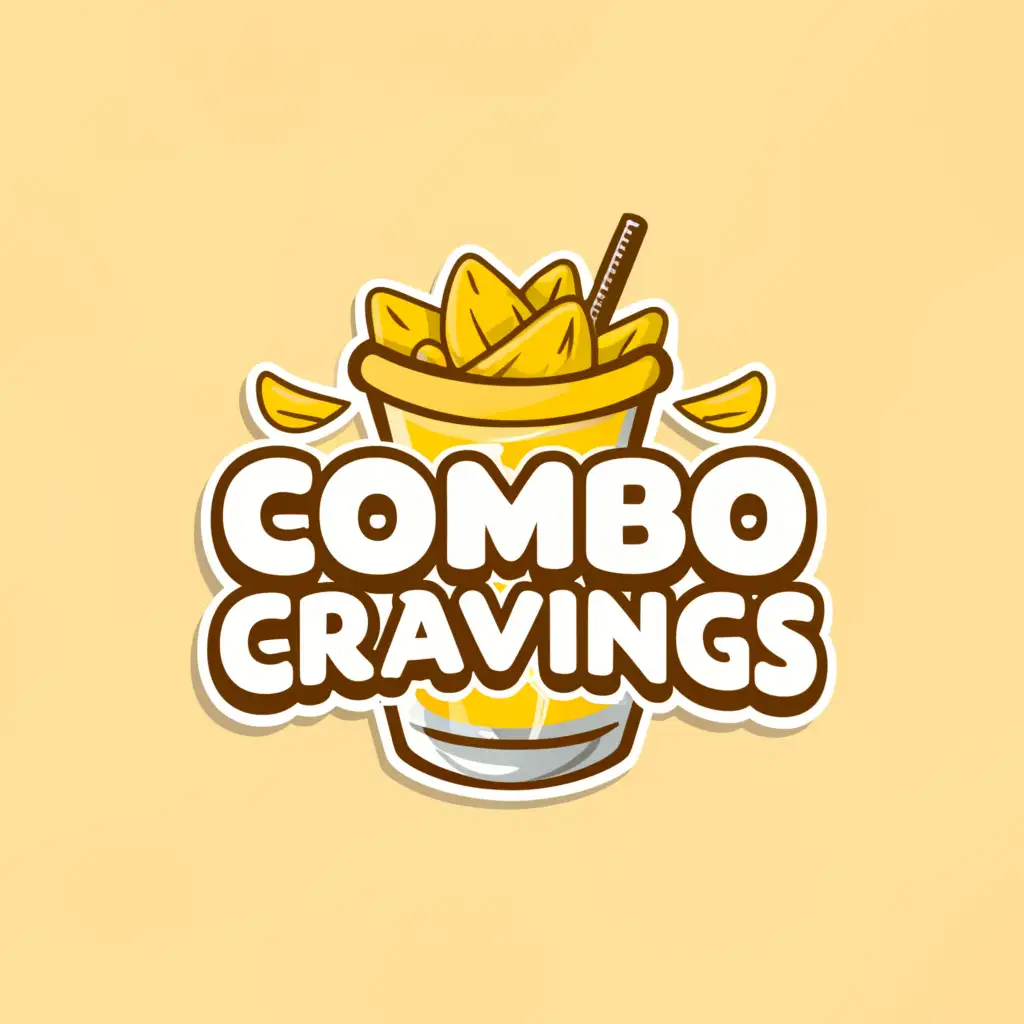 a logo design,with the text "Combo Cravings", main symbol:Lemonade drink with chips on top combo,Moderate,be used in Restaurant industry,clear background