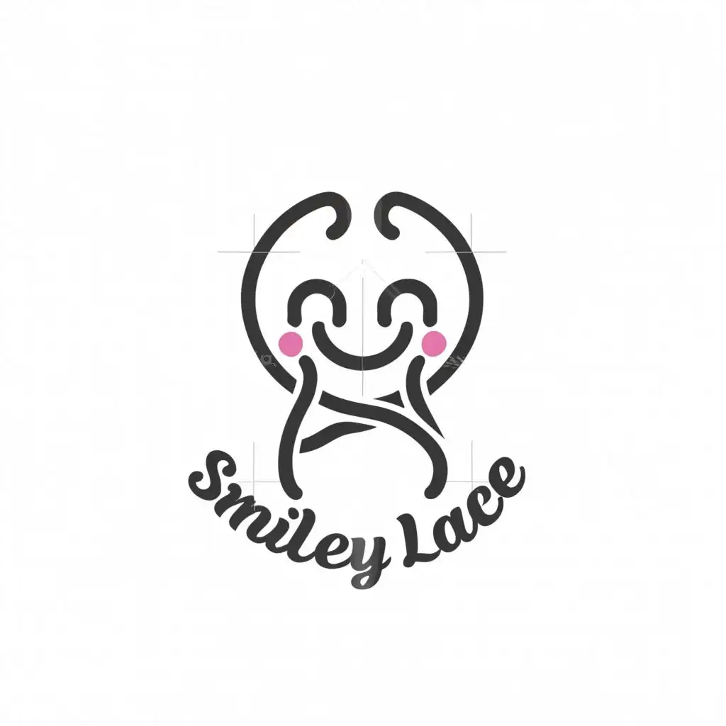 a logo design,with the text "Smiley Lace", main symbol:smily face with shoelace weaving out of the eyes and through the mouth,Moderate,clear background