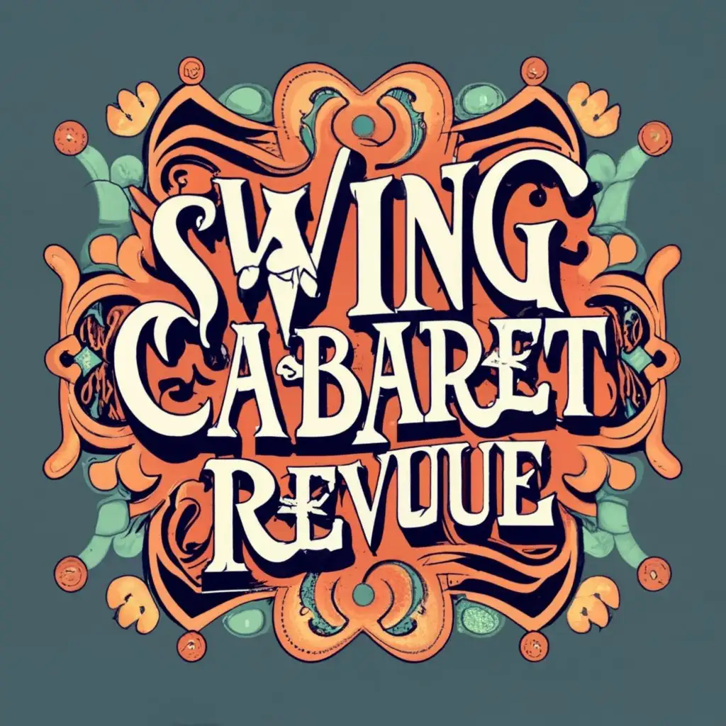 logo, art nouveau music band, with the text "Swing Cabaret Revue", typography, be used in Entertainment industry