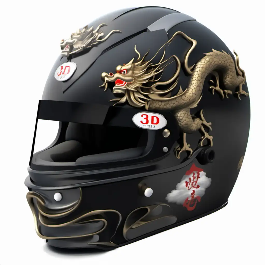 Racing Helmet with 3D Chinese Dragon Decoration Symbolizing Power and Speed