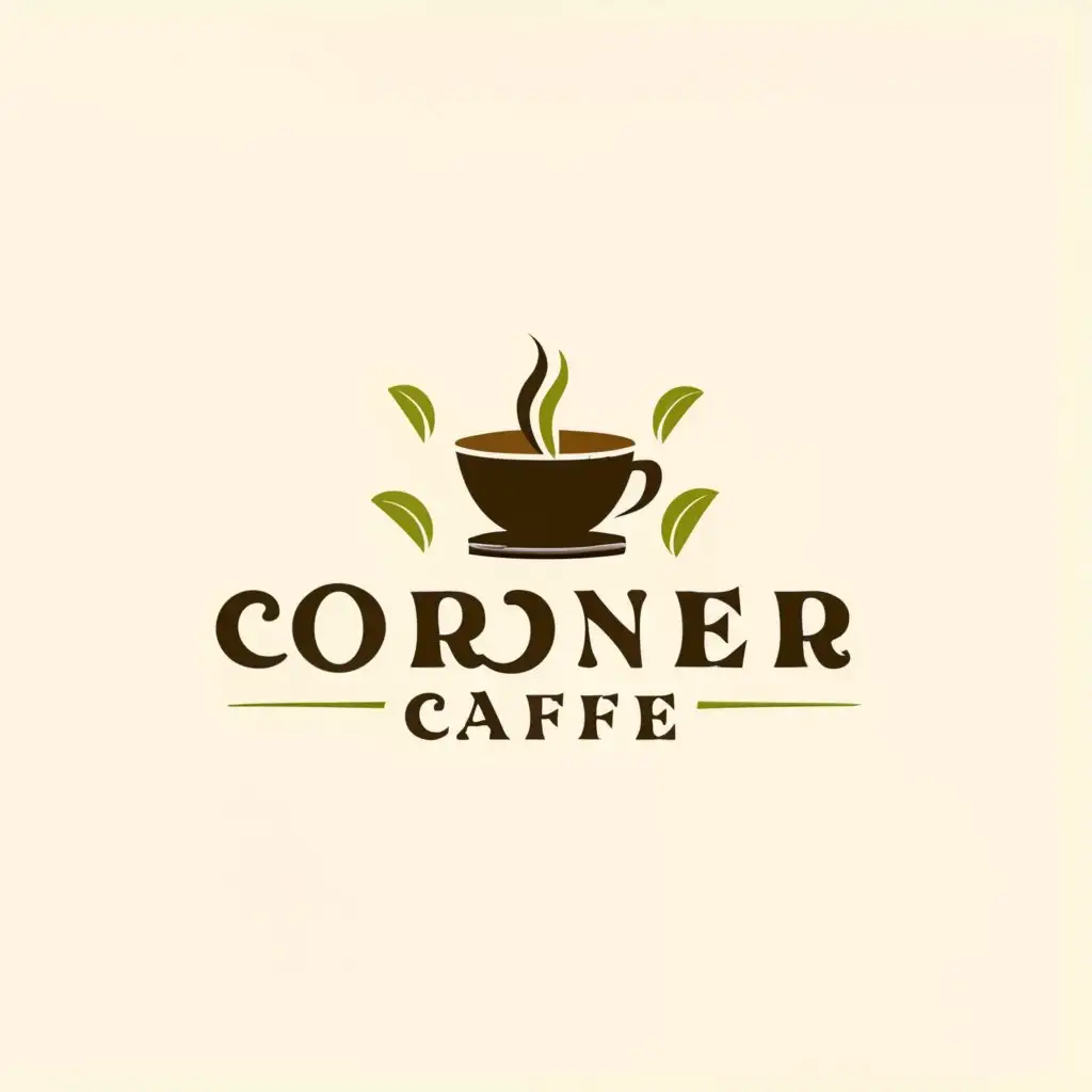LOGO-Design-For-Corner-Cafe-Elegant-Coffee-Cup-and-Lush-Greenery-Emblem