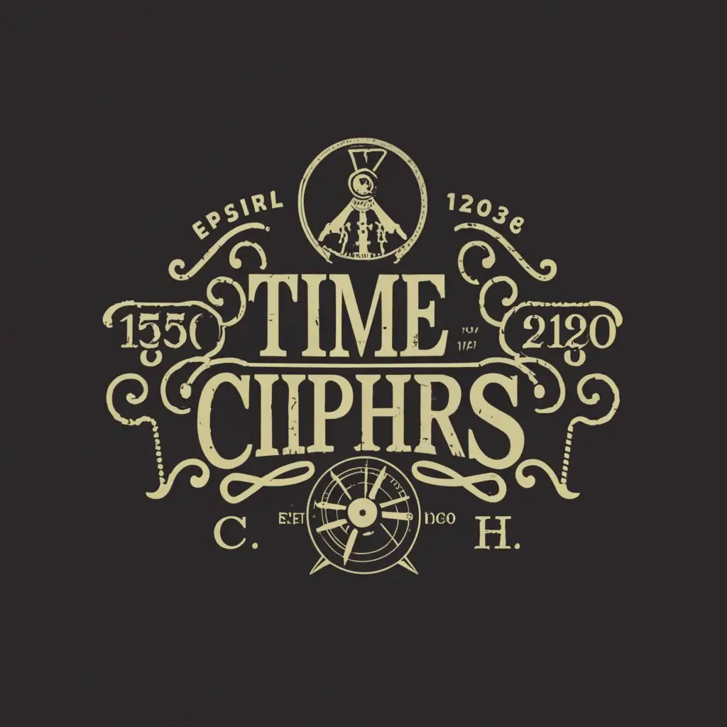 a logo design,with the text "Time Ciphers", main symbol:vintage items,Moderate,clear background