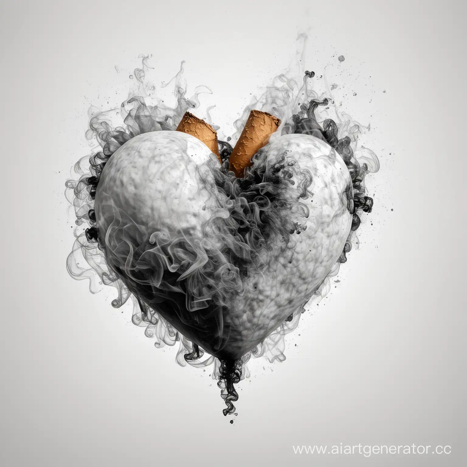 Monochrome-Heart-Enveloped-in-Cigarette-Smoke