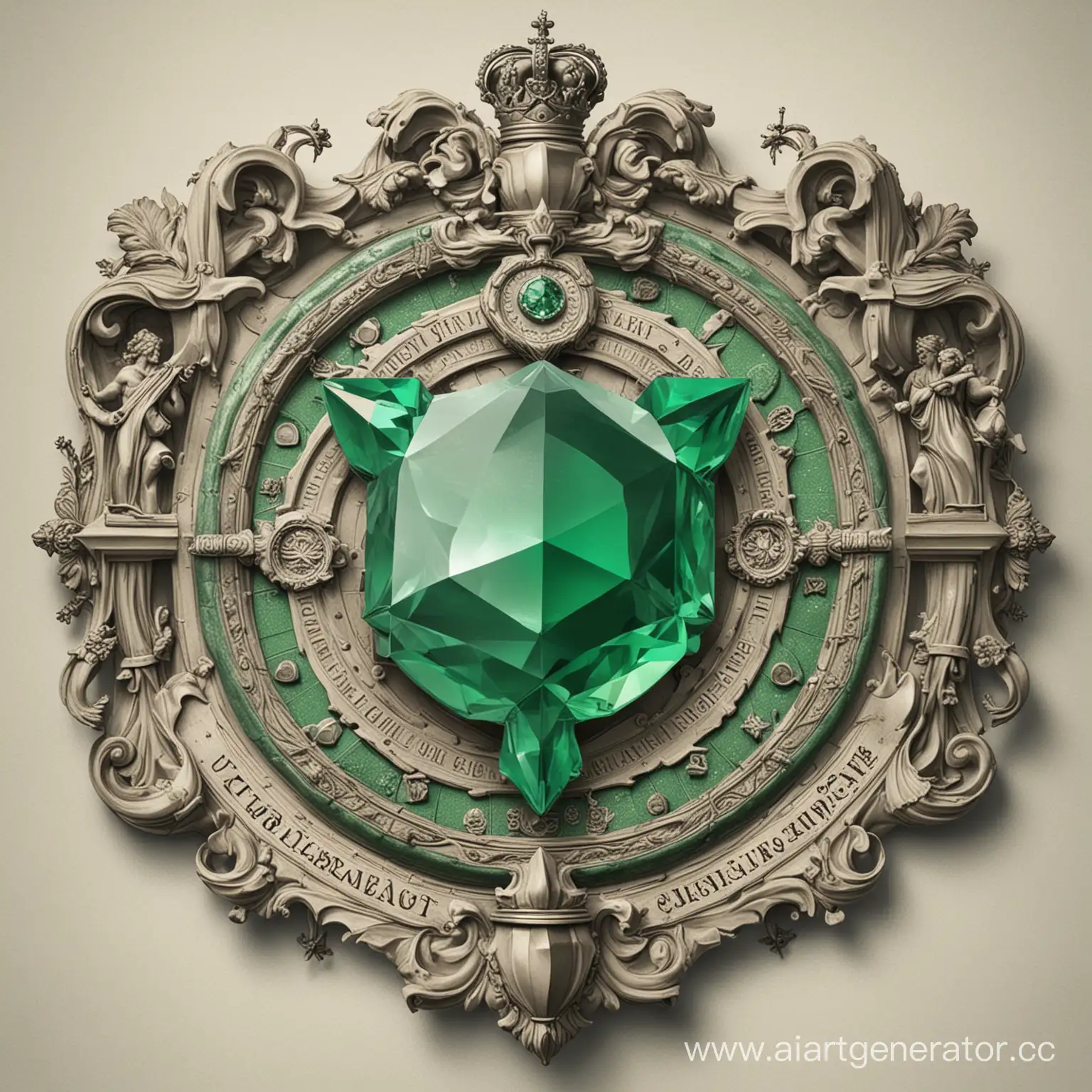 Герб города в котором цениться наука и просвещение, на котором изображен зеленый бриллиант