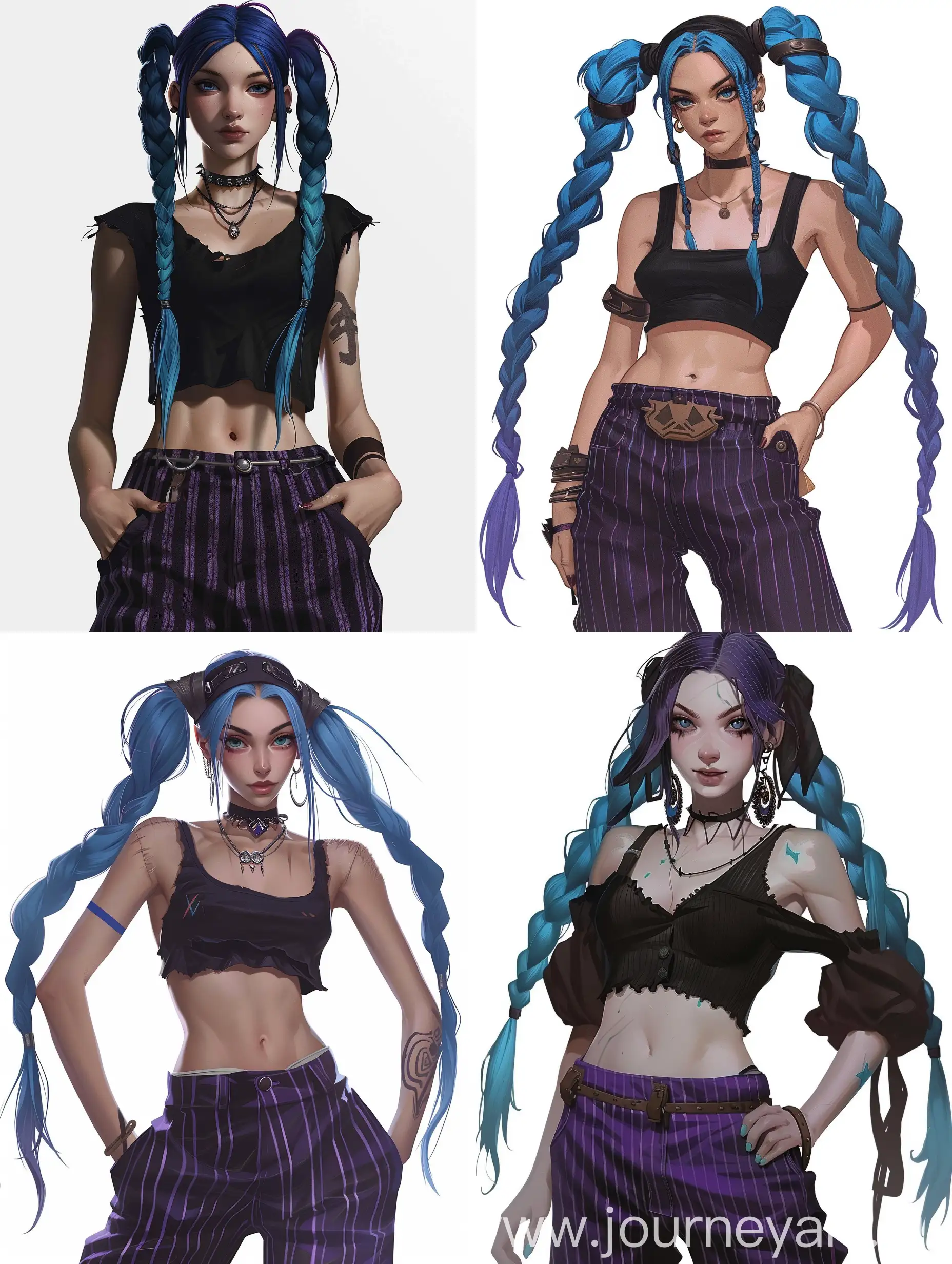 Jinx-from-League-of-Legends-in-Stylish-Crop-Top-and-Striped-Pants