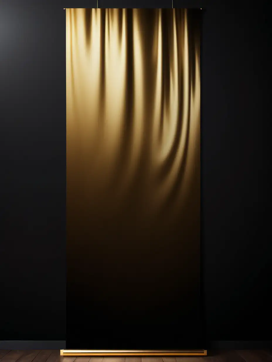 horizontal banner, very loosely hanging, 24-carat gold with dark shadows, wispy, full background