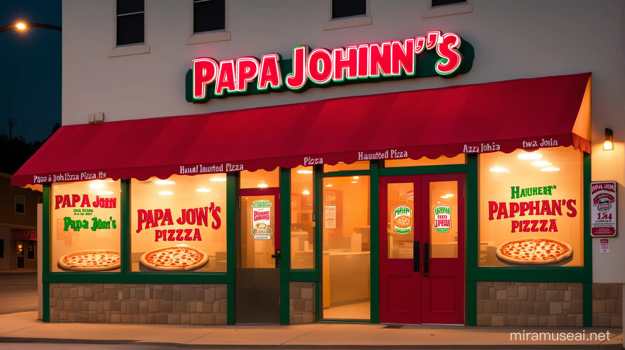 haunted pizza shop in town

its called "papa John's"