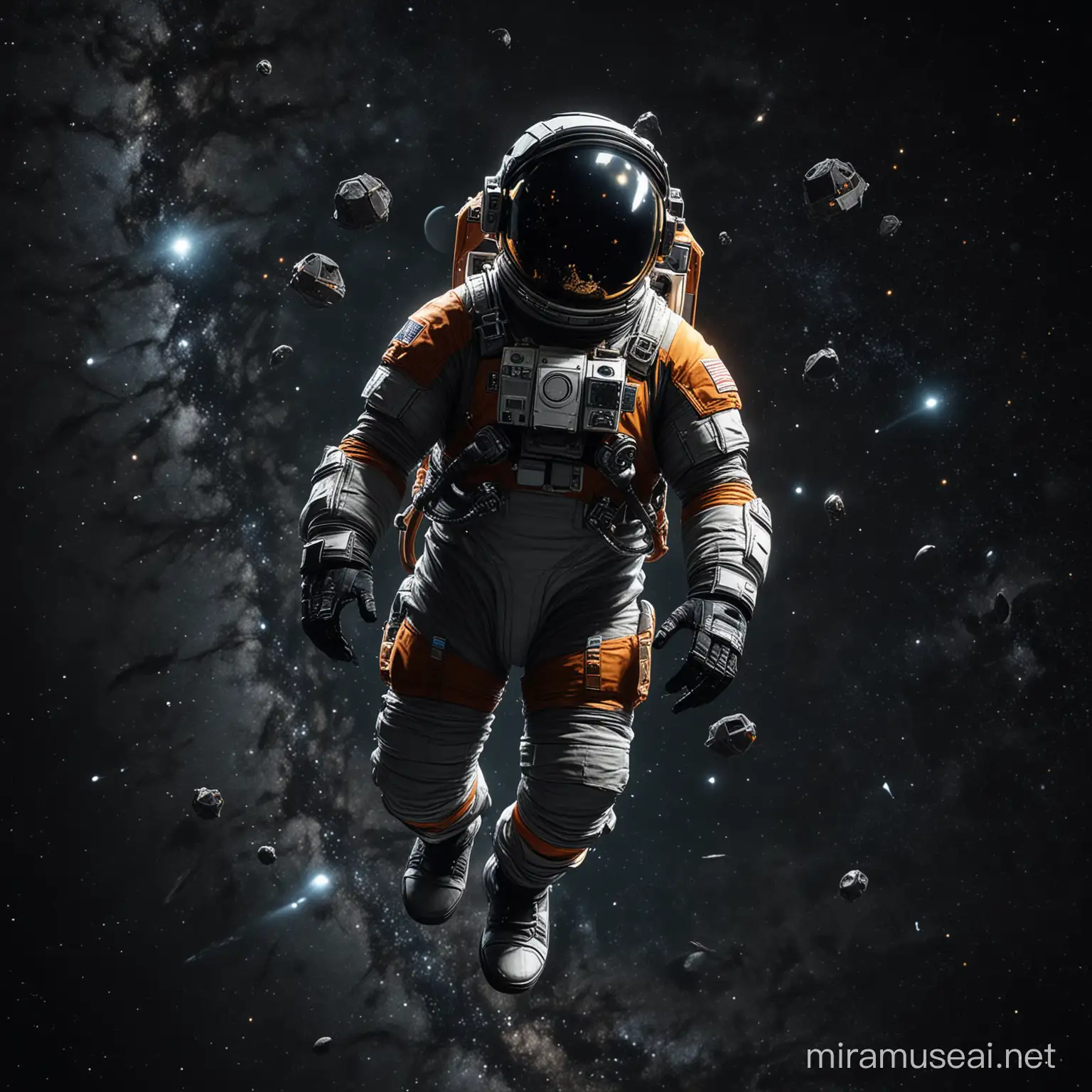 Astronaut Floating in Space Futuristic No Mans Sky Style Image